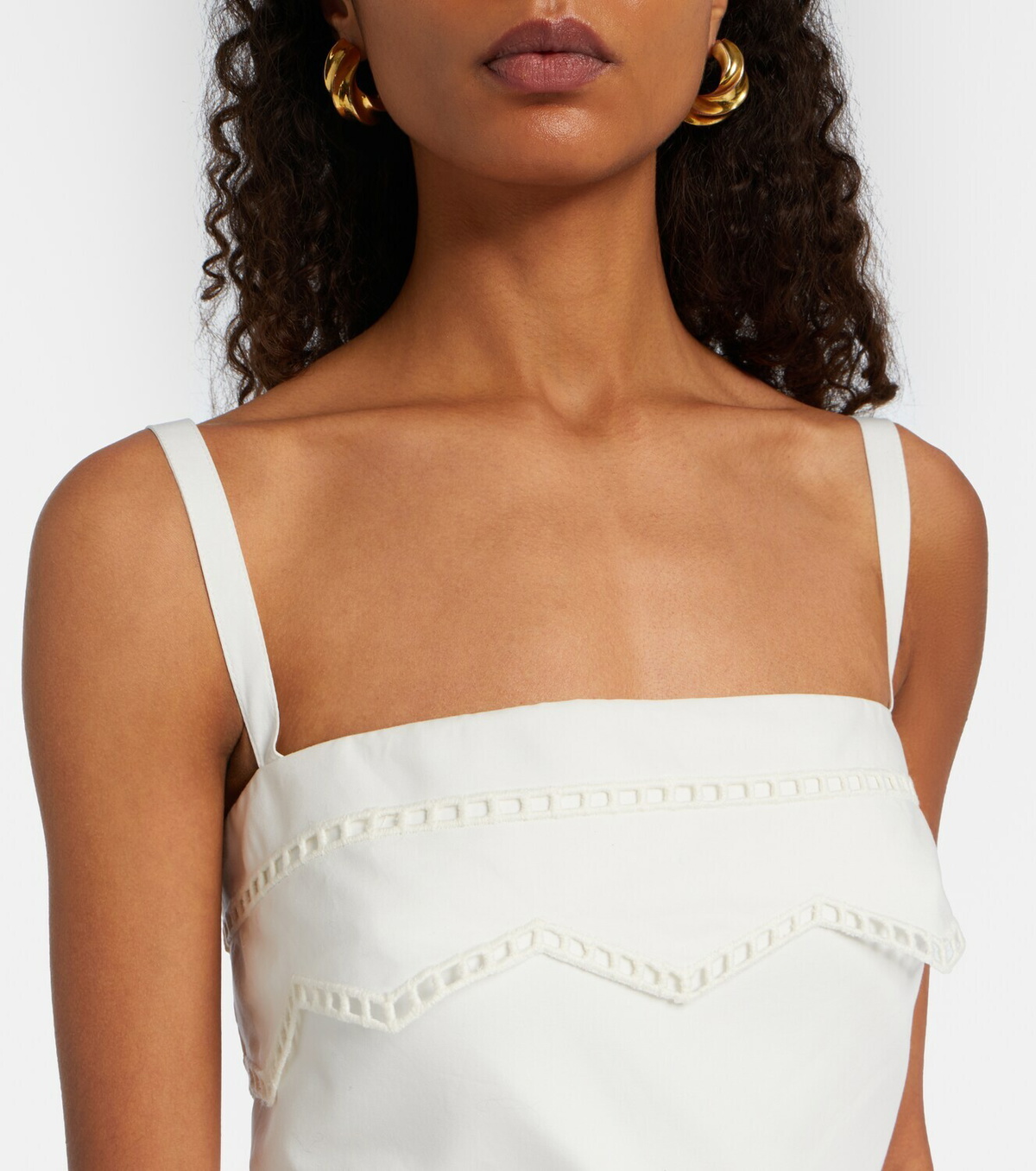 Elie Saab Belted organza-trimmed cotton maxi dress