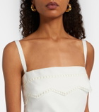 Elie Saab Belted organza-trimmed cotton maxi dress