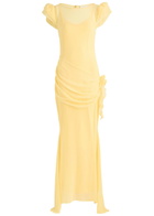 DE LA Vali Florentine Chiffon Maxi Dress Yellow