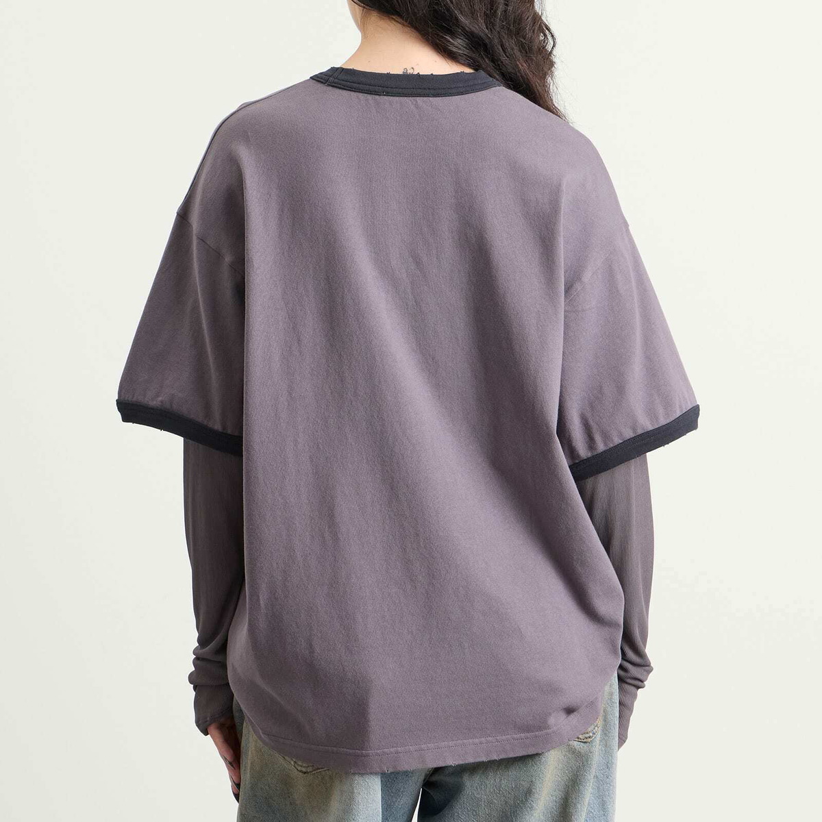 Acne Studios Women's Edra Double College Top in Dark Purple/Black