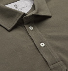 Brunello Cucinelli - Slim-Fit Jersey-Trimmed Cotton-Piqué Polo Shirt - Men - Green