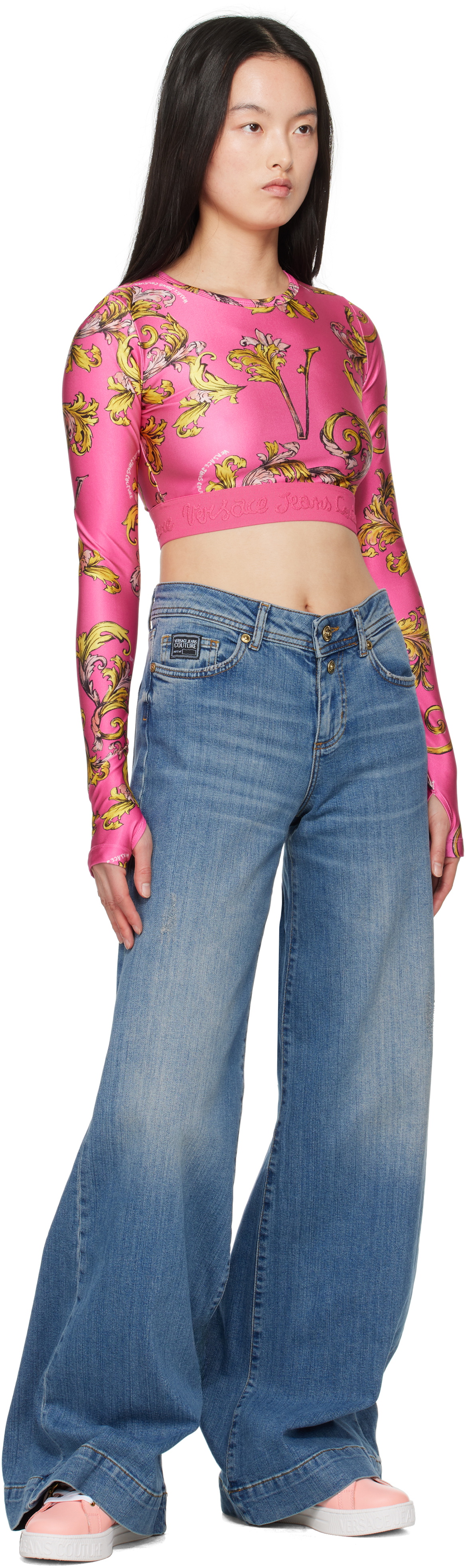 Versace Jeans Couture Pink Baroque Buckle Court 88 Sneakers