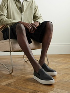 Christian Louboutin - Boatissimo Cross-Grain Leather Slip-On Sneakers - Black
