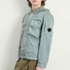 C.P. Company Men's Flatt Nylon Mixed Goggle Overshirt in Silver Blue