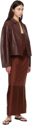 St. Agni Brown 90s Silk Twill Slip Midi Dress