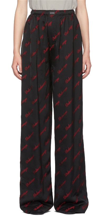 Photo: Balenciaga Black & Red Logo Lounge Pants