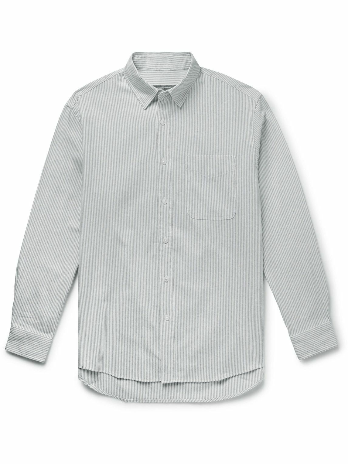 FrizmWORKS - Button-Down Collar Striped Cotton-Blend Oxford Shirt - Gray