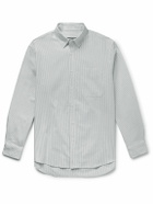 FrizmWORKS - Button-Down Collar Striped Cotton-Blend Oxford Shirt - Gray