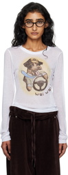 OPEN YY White Pet Club Sheer Long Sleeve T-shirt