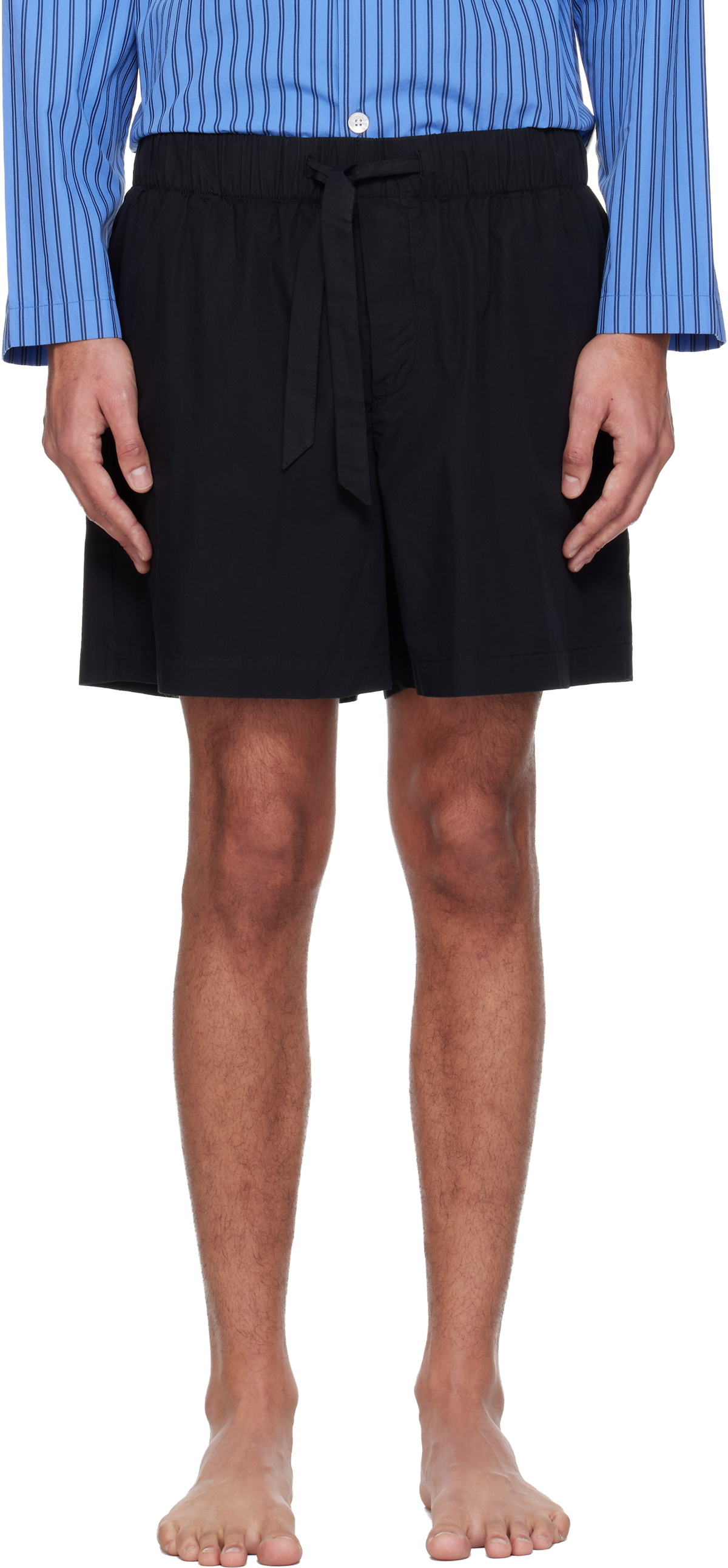 Tekla Black Poplin Pyjama Shorts
