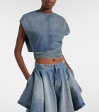 Alaïa Belted denim crop top