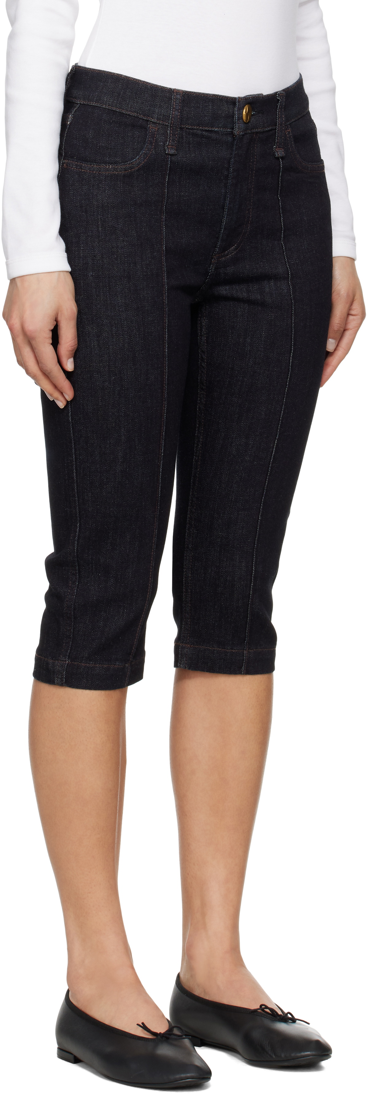 rag & bone Navy Flexi Kit Mid Rise Denim Capris