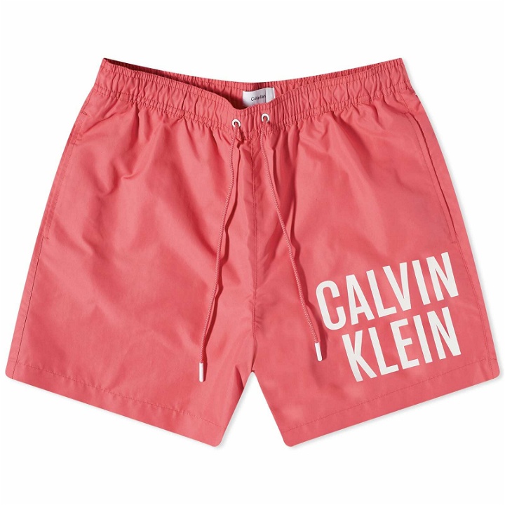 Photo: Calvin Klein Men's Logo Swim Short in Pink Flash