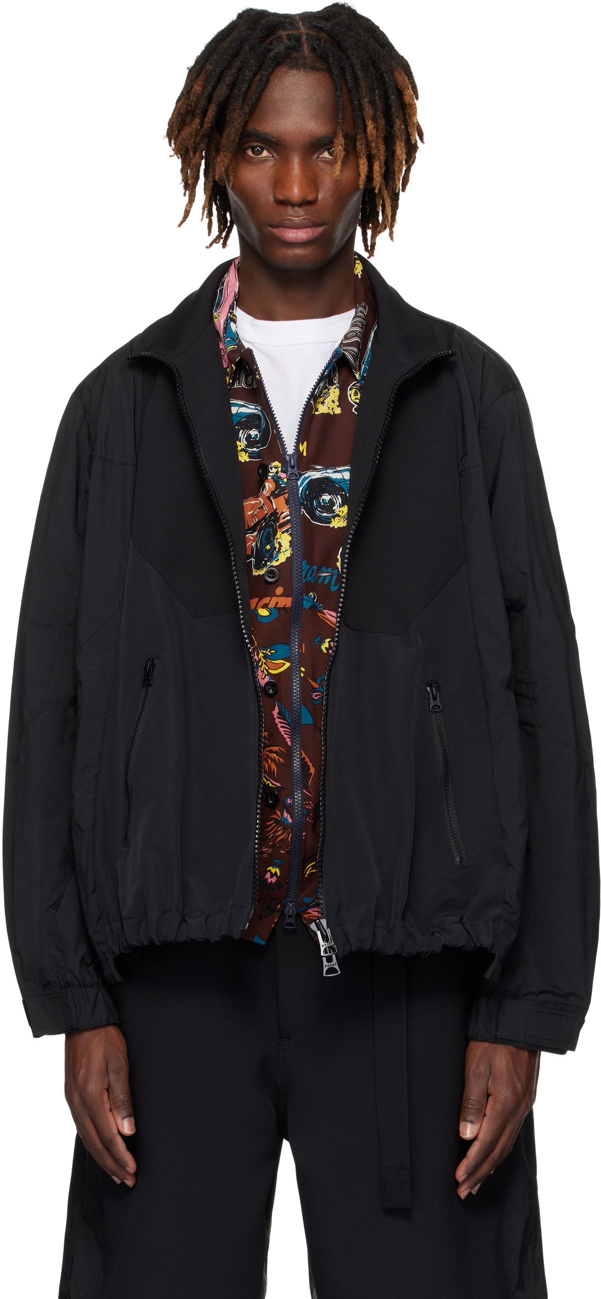 SACAI♡ Matelasse Twill Blouson / BLACK 00 Black Matelasse Twill Mix Jacket by sacai on Sale