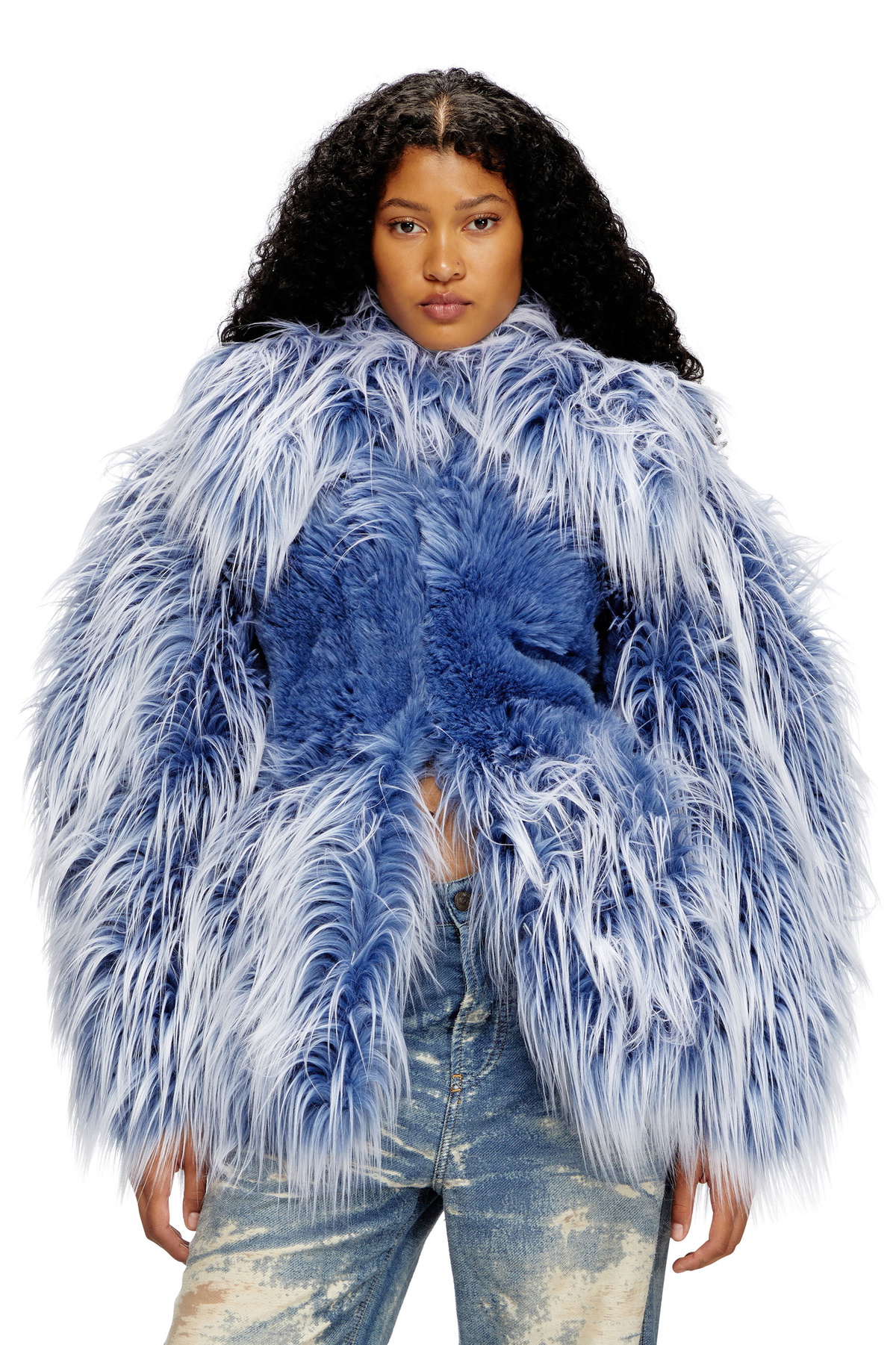 Diesel Ombré-hair padded monster coat - Winter Jackets Womens in Blue