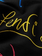Fendi - Noel Fielding Logo-Embroidered Cotton-Jersey Zip-Up Hoodie - Black