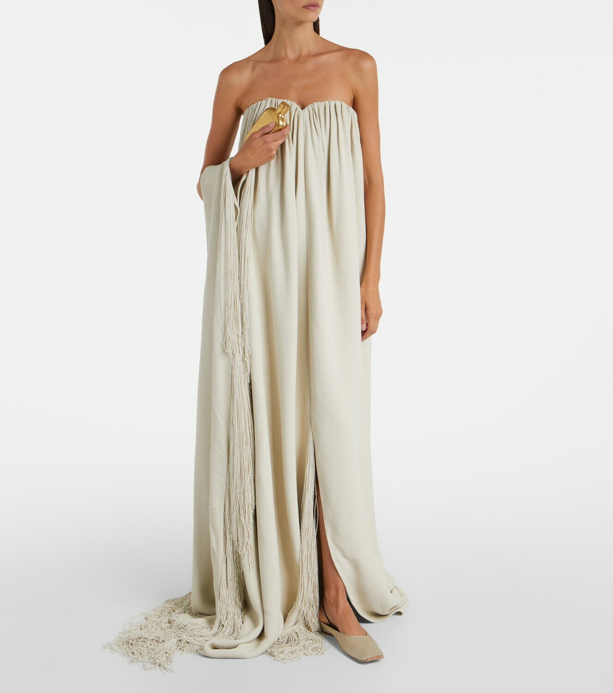 Calvin Klein Collection Vicky fringed gathered gown