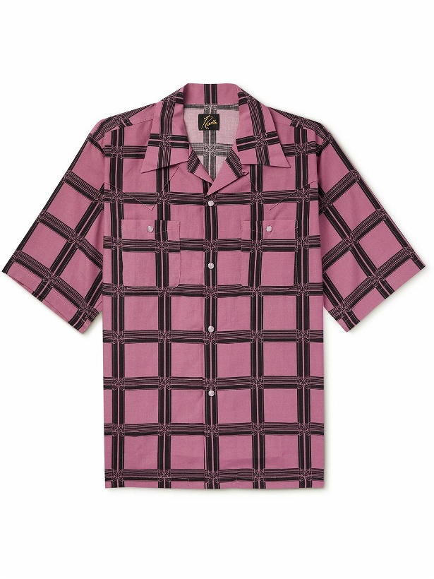 Photo: Needles - Cowboy Convertible-Collar Checked Voile Shirt - Pink