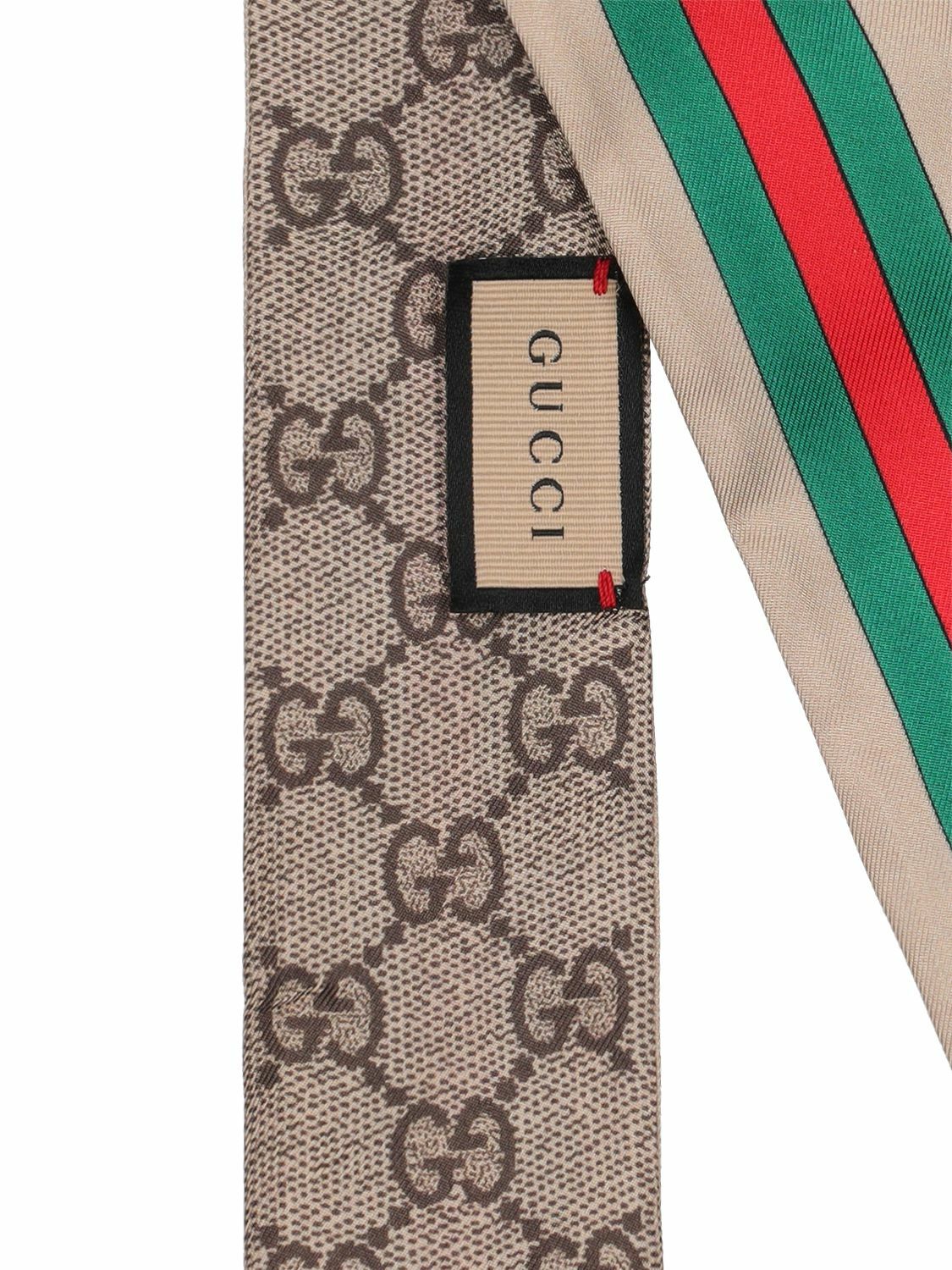 GUCCI - Interlocking G Web Print Silk Neck Bow Gucci