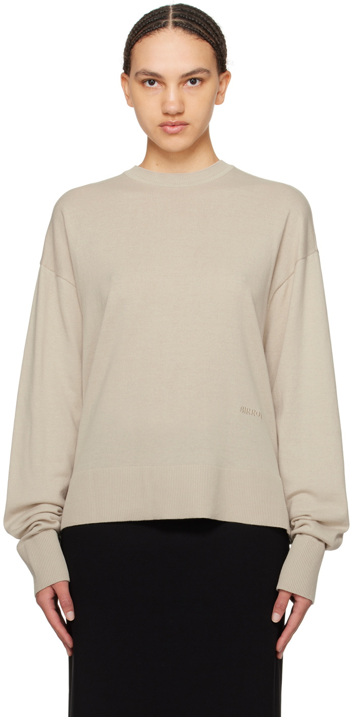 Birrot Beige Round Neck Sweater