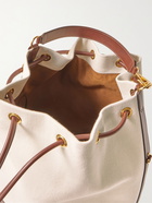 TOM FORD - Leather-Trimmed Canvas Drawstring Bag - White