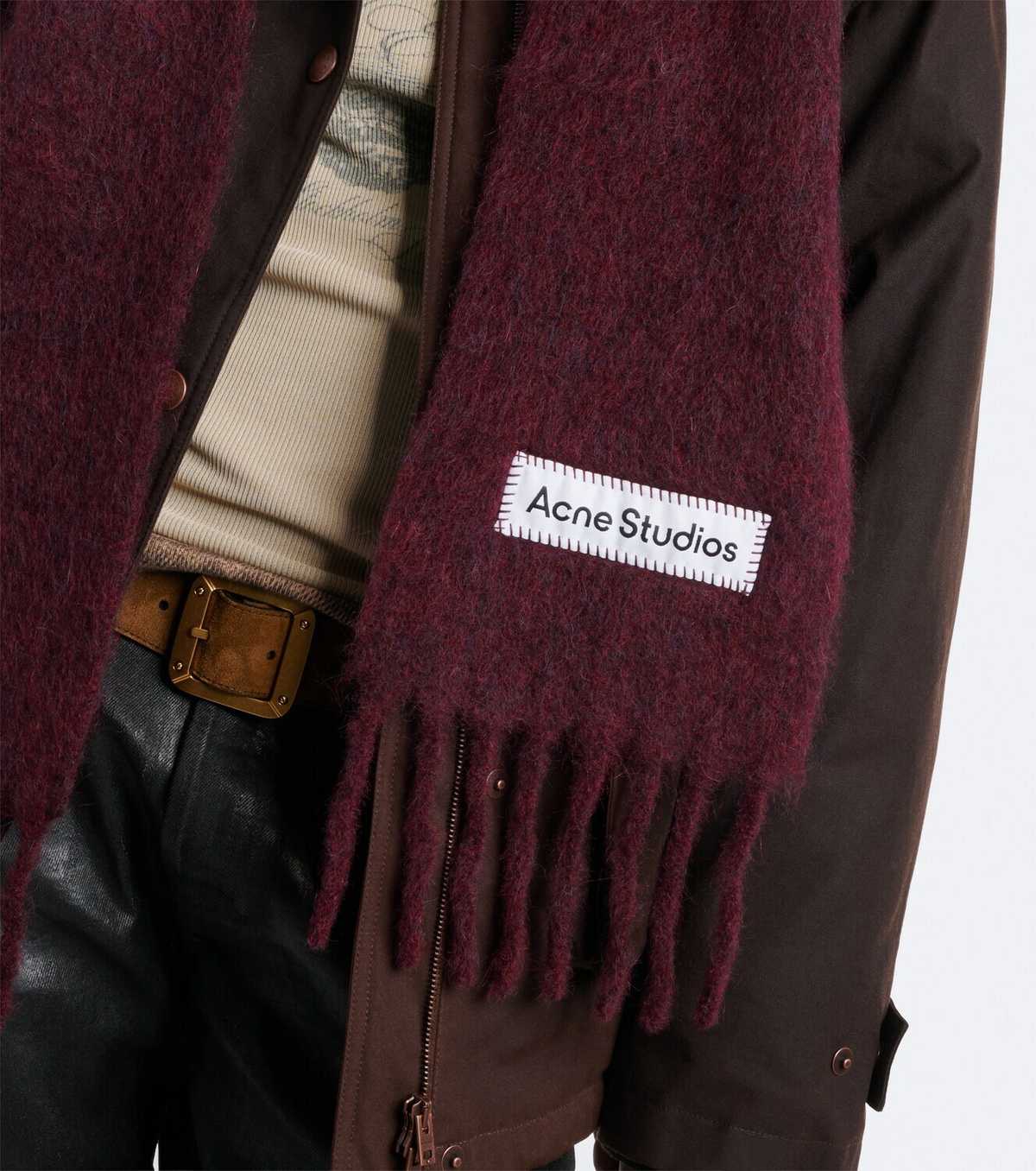 Acne Studios Fringed alpaca, wool, and mohair-blend scarf