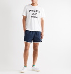 adidas Consortium - Human Made Grosgrain-Trimmed Printed Cotton-Twill Shorts - Blue