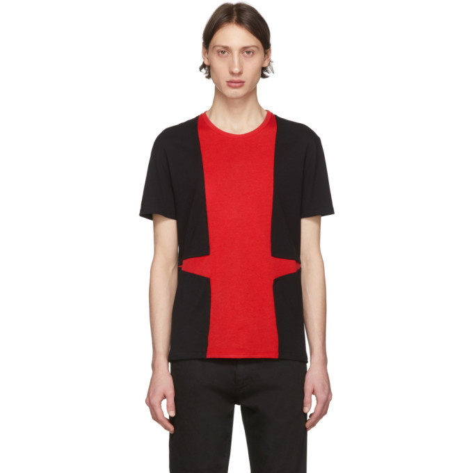 Photo: Alexander McQueen Black and Red Panelled T-Shirt