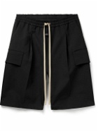 Fear of God - Straight-Leg Pleated Wool and Cotton-Blend Twill Drawstring Cargo Shorts - Black