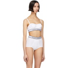 Dolce and Gabbana White Rib Knit Balconnet Bra