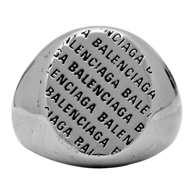 Photo: Balenciaga Silver Precious Logo Ring