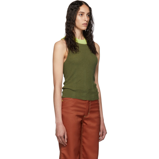 Eckhaus Latta Green and Yellow Open Back Tank Top Eckhaus Latta