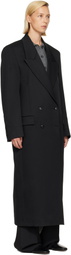 Róhe Black Double Breasted Tailored Coat
