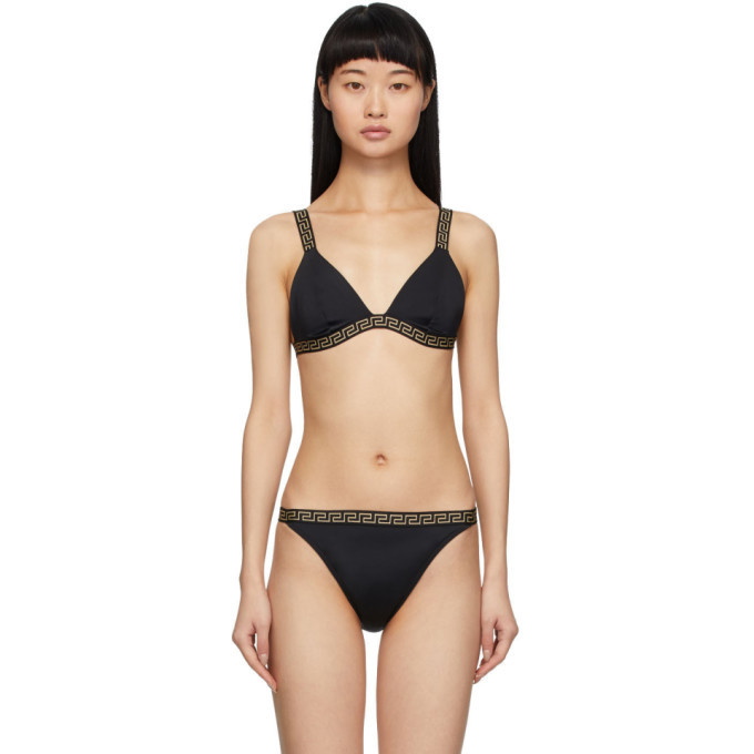 Photo: Versace Underwear Black Greek Key Bikini Top