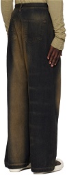 Rick Owens DRKSHDW Indigo & Brown Geth Jeans