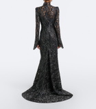 De La Vali Votiva lace lamé gown