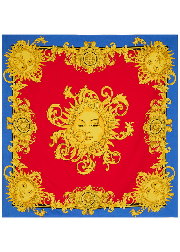Photo: Versace Foulard Printed Silk Twill Scarf - Blue - One Size