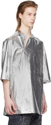 T/SEHNE Silver Asymmetric Slash Shirt