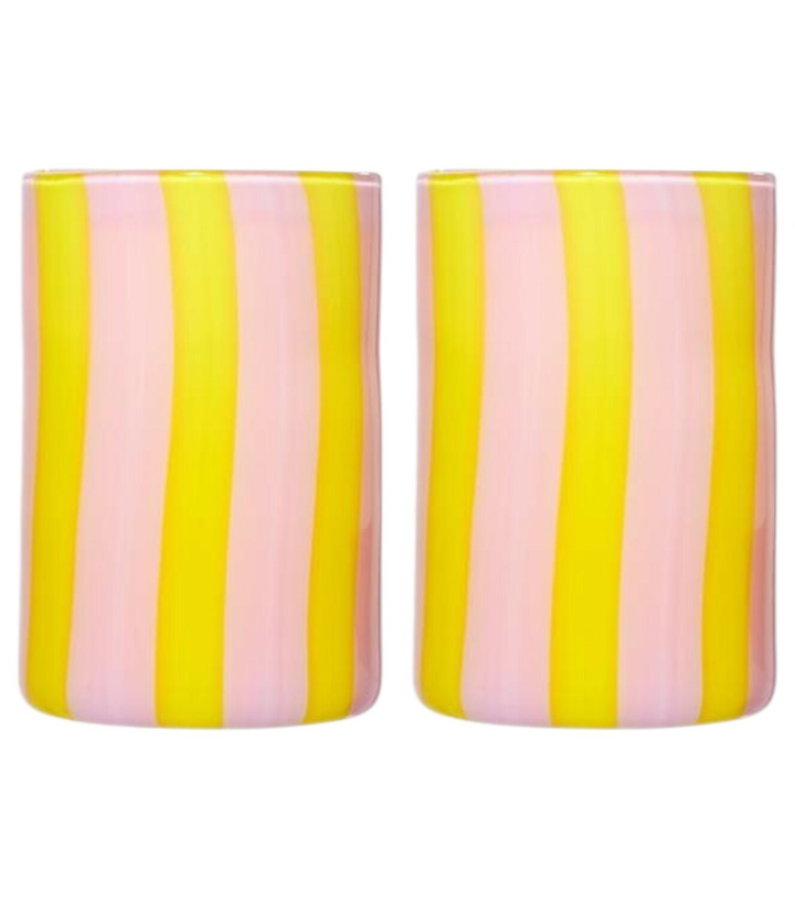Photo: Aquazzura Casa Dolcevita Stripe set of 2 glass tumblers