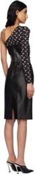 Marine Serre Black Moonogram Embossed Leather Midi Dress