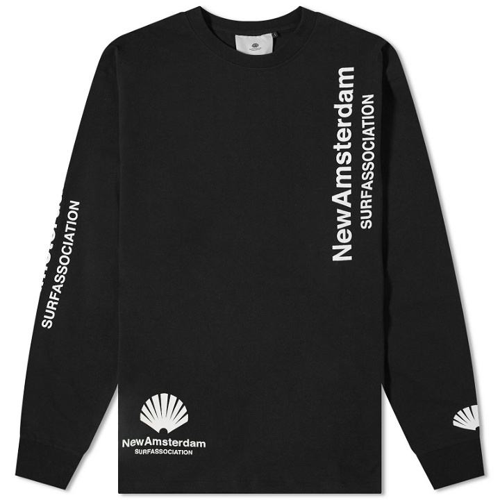Photo: New Amsterdam Surf Association Men's Logo Long Sleeve T-Shirt in Black