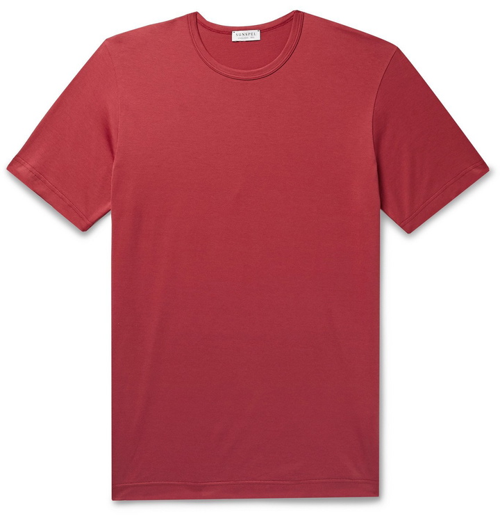 Photo: Sunspel - Slim-Fit Cotton-Jersey T-Shirt - Red