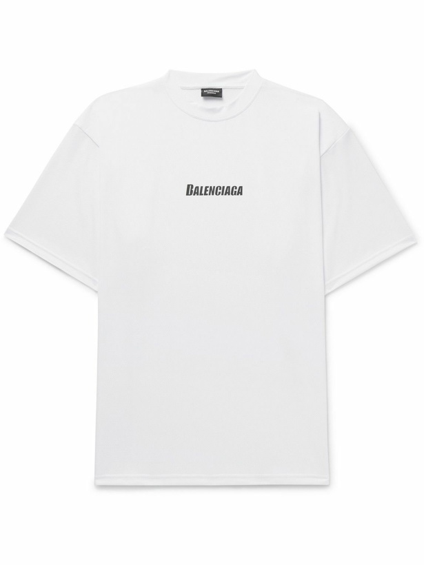 Photo: Balenciaga - Logo-Print Mesh Swim T-Shirt - White