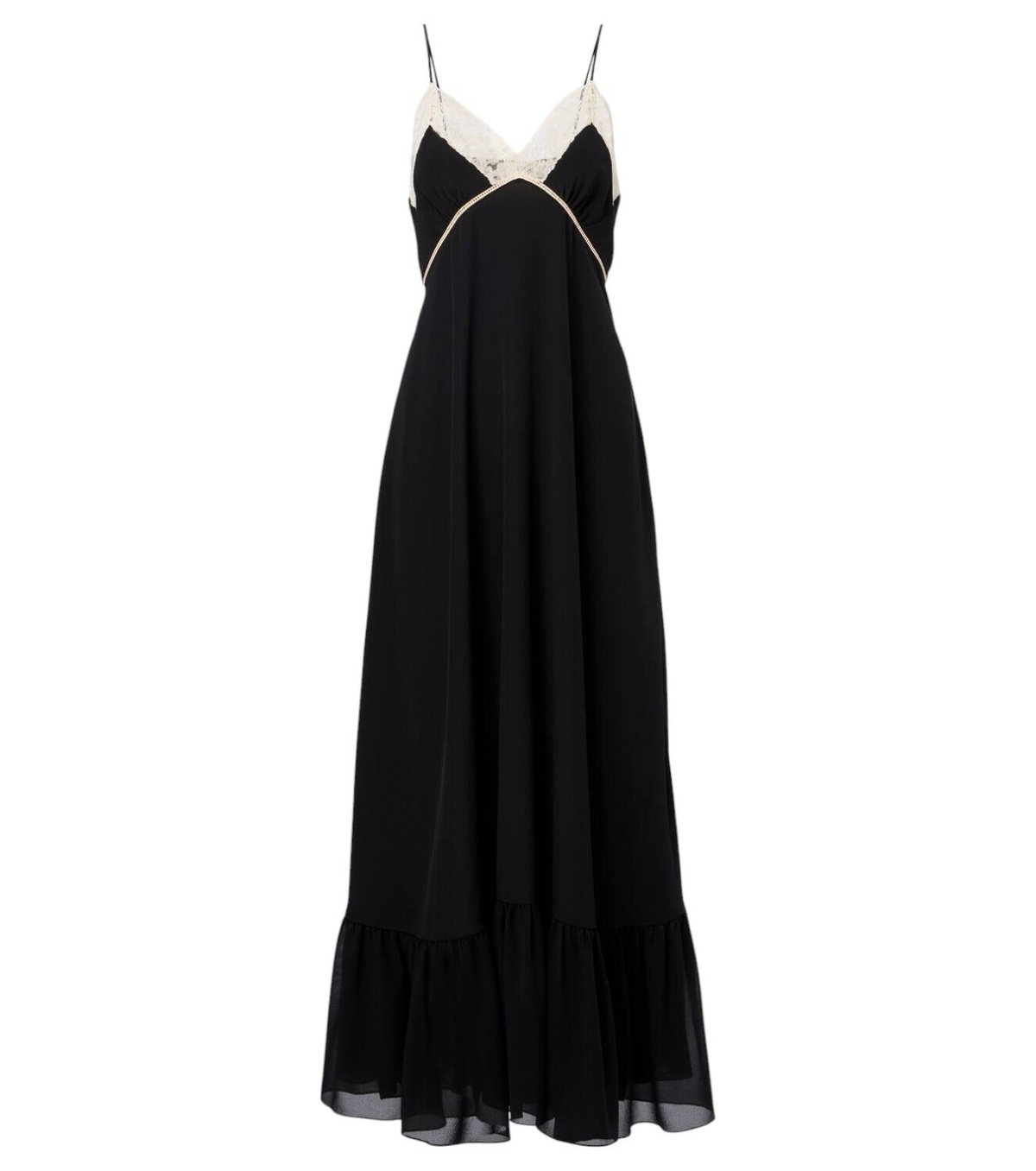 Chloe Ruffled Silk-chiffon and Crepe Maxi Dress Black Chloe