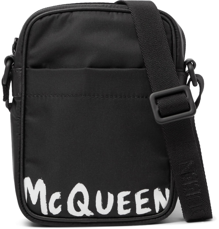 Photo: Alexander McQueen - Logo-Print Nylon Messenger Bag - Black