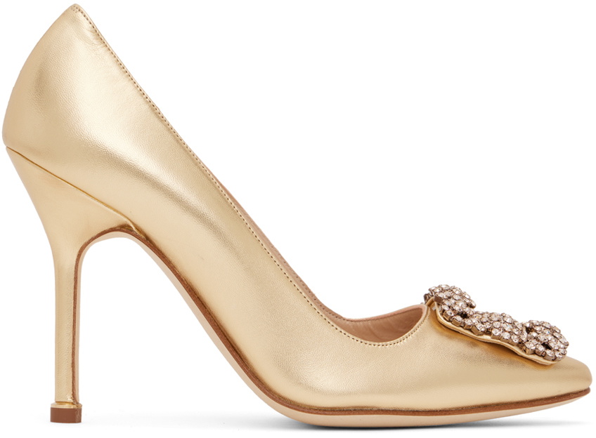 Manolo Blahnik Gold Hangisi Heels