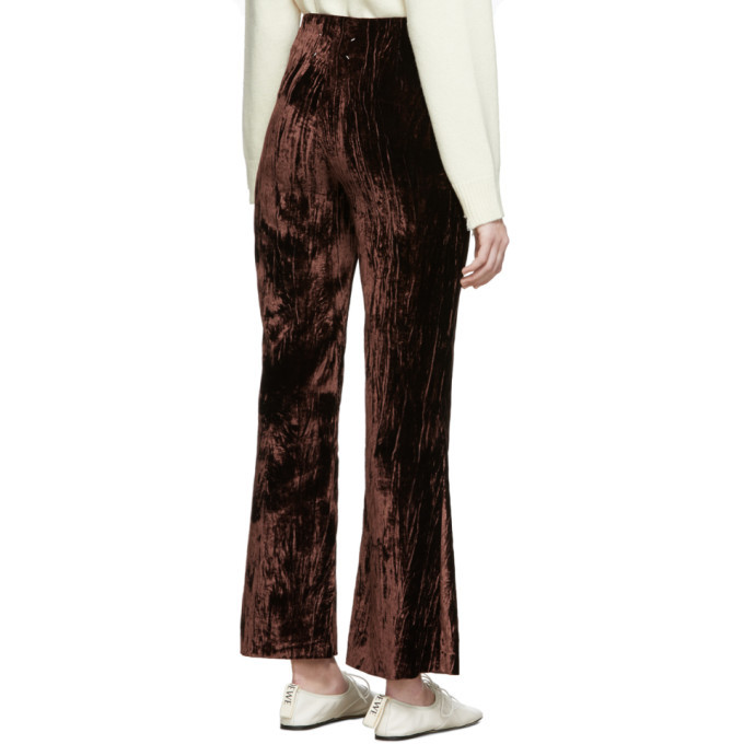 Maison Margiela Brown Flared Crushed Velvet Trousers Maison Margiela