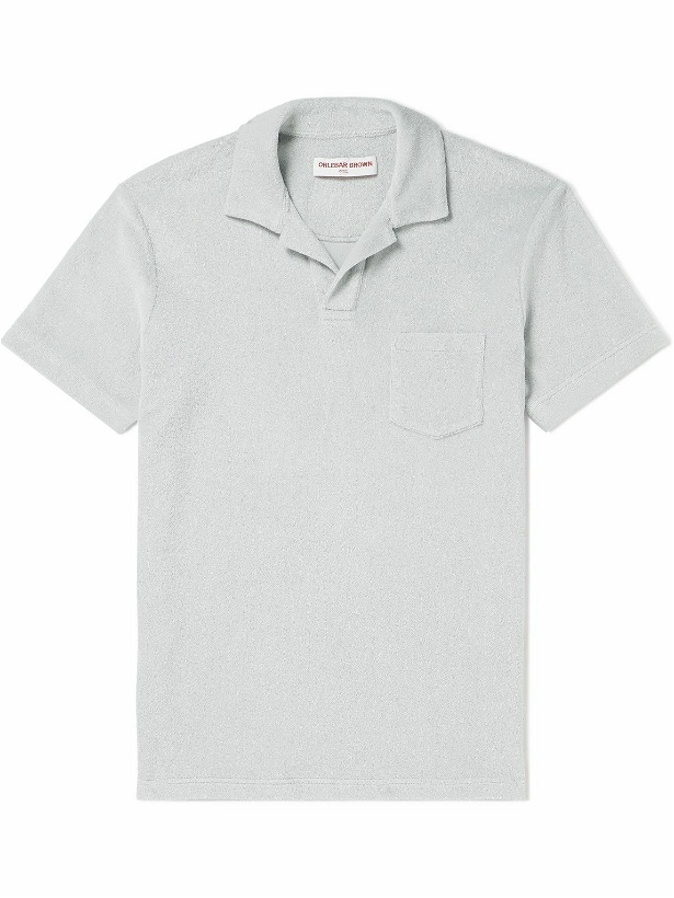 Photo: Orlebar Brown - Slim-Fit Camp-Collar Cotton-Terry Polo Shirt - Gray