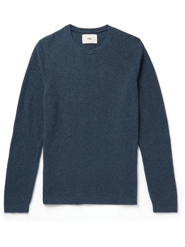 Photo: Folk - Ribbed Organic Cotton-Blend Sweater - Blue
