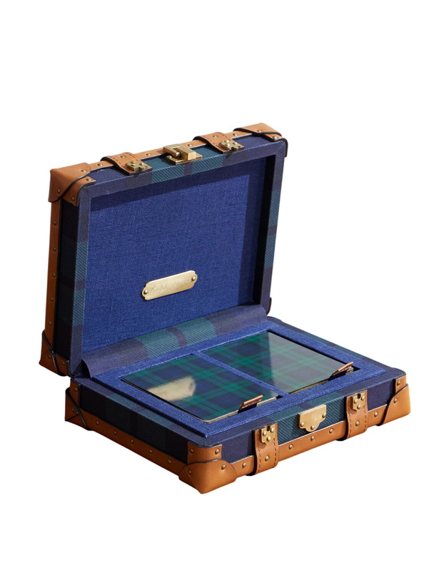 Photo: Ralph Lauren Home - Sawyer Leather-Trimmed Checked Canvas Card Set